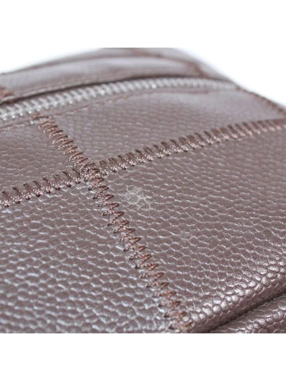 Chanel Choco Bar Mini Caviar Leather Dark Brown Boston Bag Silver